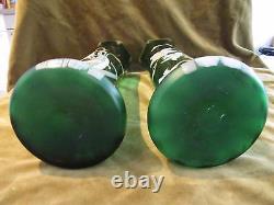 Art nouveau 1900 french enameled glass Legras 2 vases Daffodils 40cm 15,7inch