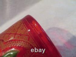 Art nouveau 1900 french enamelled red glass vase Legras flowers ety