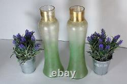 Art nouveau french glass Vase floral enamel decor