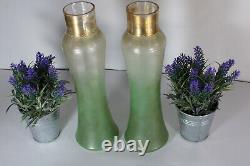 Art nouveau french glass Vase floral enamel decor