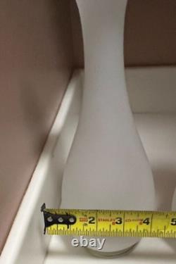 Atq 2 Vases French White Satin Opaline Gold Trim 10 Portieux Vallerys