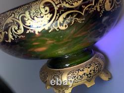 Atq Glass Bowl Vase Mellerio Legras Compote Centerpiece Gilt Japonisme Mount Uv