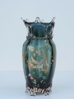 Auguste Jean Vase Glas Emailbemalung Enameled Glass Um Ca. 1880 French Antik