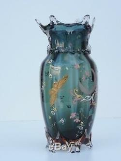 Auguste Jean Vase Glas Emailbemalung Enameled Glass Um Ca. 1880 French Antik