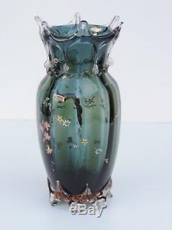 Auguste Jean Vase Glas Emailbemalung Enameled Glass Um Ca. 1880 French Antik