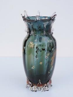 Auguste Jean Vase Glas Emailbemalung Enameled Glass Um Ca. 1880 French Antik