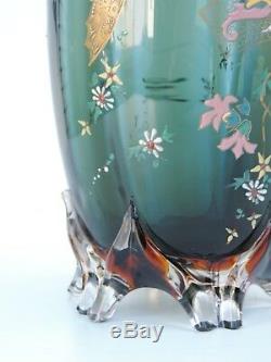 Auguste Jean Vase Glas Emailbemalung Enameled Glass Um Ca. 1880 French Antik