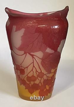 Authentic Antique French Galle Cameo Glass Vase with CURRANTS 5 1905-1910