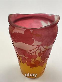 Authentic Antique French Galle Cameo Glass Vase with CURRANTS 5 1905-1910