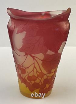 Authentic Antique French Galle Cameo Glass Vase with CURRANTS 5 1905-1910