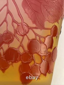 Authentic Antique French Galle Cameo Glass Vase with CURRANTS 5 1905-1910