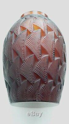 Authentic R. Lalique GRIGNON Vase, Deep Amber, #1085, c. 1930's