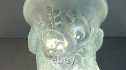 Authentic R. Lalique SAINT FRANCOIS Art Glass Vase, Blue Patina, 1930's