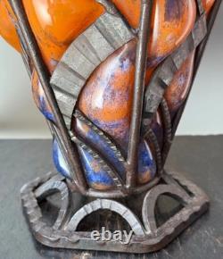 Awesome Antique French Caged Glass Vase