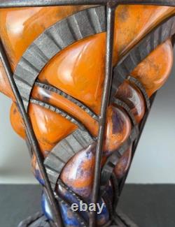 Awesome Antique French Caged Glass Vase