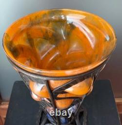 Awesome Antique French Caged Glass Vase