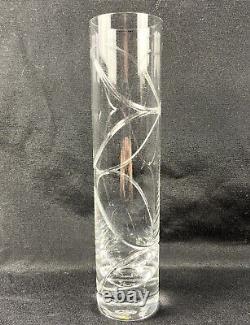 BACCARAT Intangible Cut Crystal Vase Cylinder 8.5 Arik Levy Excellent Clear