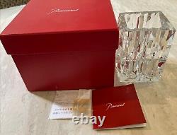 BACCARAT Signed Crystal Glass Luxor Pencil Box Vase France New In Box