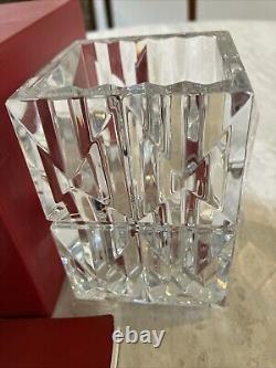 BACCARAT Signed Crystal Glass Luxor Pencil Box Vase France New In Box