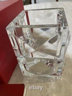 BACCARAT Signed Crystal Glass Luxor Pencil Box Vase France New In Box