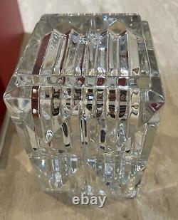 BACCARAT Signed Crystal Glass Luxor Pencil Box Vase France New In Box