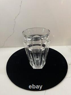 Baccarat Art Deco Crystal Nelly Paneled Hexagon 6.75 Vase Signed