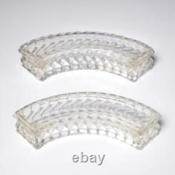 Baccarat Bamboo Antique Depose Glass Semi Circle enterpiece Shallow Vase Pair 8