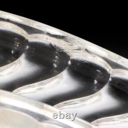 Baccarat Bamboo Antique Depose Glass Semi Circle enterpiece Shallow Vase Pair 8