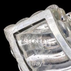 Baccarat Bamboo Antique Depose Glass Semi Circle enterpiece Shallow Vase Pair 8