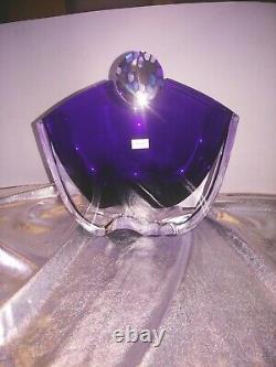 Baccarat Crystal Cobalt Blue Oceanie Vase Millefiori Cylindrical Stopper