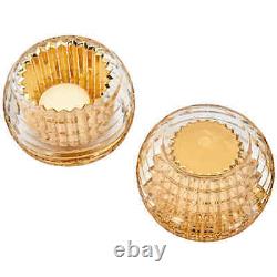 Baccarat Crystal Eye Votive Candle Holder Gold Set of 2