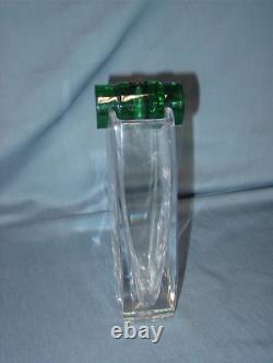 Baccarat Crystal France Oceanie Flower Vase with Green Frog 8 withBox