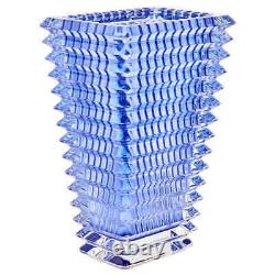 Baccarat Crystal Rectangular Eye Vase Blue