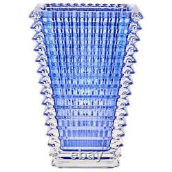 Baccarat Crystal Rectangular Eye Vase Blue