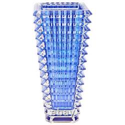 Baccarat Crystal Rectangular Eye Vase Blue