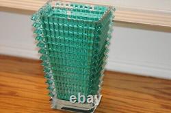 Baccarat Crystal Rectangular Eye Vase Green Made In France Nicolas Triboulot