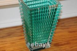 Baccarat Crystal Rectangular Eye Vase Green Made In France Nicolas Triboulot