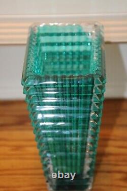 Baccarat Crystal Rectangular Eye Vase Green Made In France Nicolas Triboulot