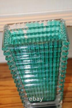 Baccarat Crystal Rectangular Eye Vase Green Made In France Nicolas Triboulot