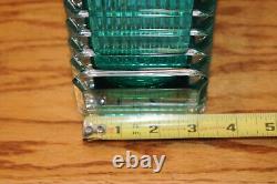 Baccarat Crystal Rectangular Eye Vase Green Made In France Nicolas Triboulot