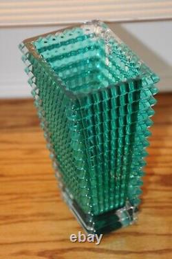 Baccarat Crystal Rectangular Eye Vase Green Made In France Nicolas Triboulot