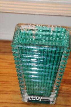 Baccarat Crystal Rectangular Eye Vase Green Made In France Nicolas Triboulot