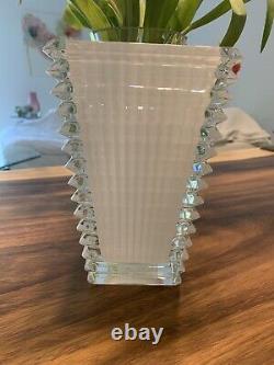 Baccarat Crystal Rectangular Eye Vase White 8 H BRAND NEW Retail $750