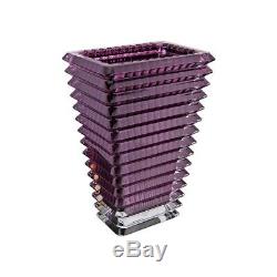 Baccarat Crystal Small Rectangular Eye Vase Purple 8 H BRAND NEW