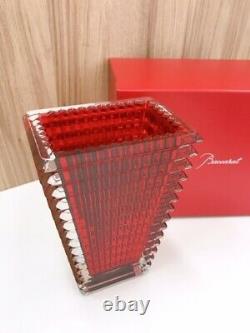 Baccarat Crystal Square Red Vase 250th Anniversary