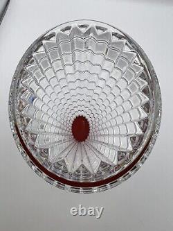 Baccarat Eye Oval Crystal Vase Red Ruby Base 6 in. Tall Small French Art Glass