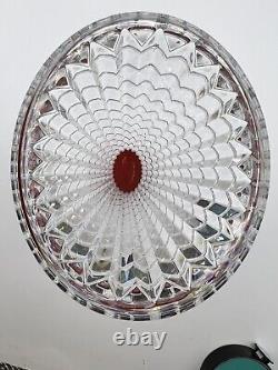 Baccarat Eye Oval Crystal Vase Red Ruby Base 6 in. Tall Small French Art Glass