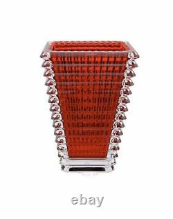 Baccarat Eye Rectangular Vase 8 in Red New! $750