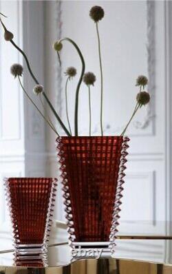 Baccarat Eye Rectangular Vase 8 in Red New! $750