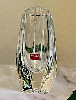 Baccarat French Crystal Bouton d' Or Triangle Vase New Mint Signed Authentic